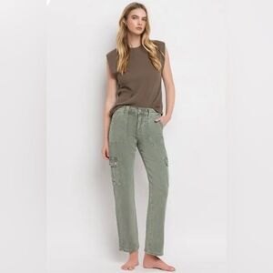 NWT Vervet Dixie High Rise Straight Leg Cargo Jeans Stretch Indie Clean Girl 30